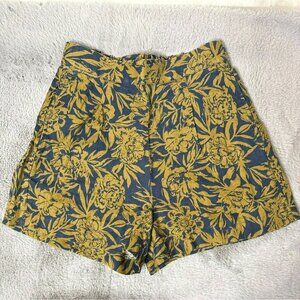 Madewell Women's XS Pull-On Shorts 100% Linen Deep Shadow Floral
